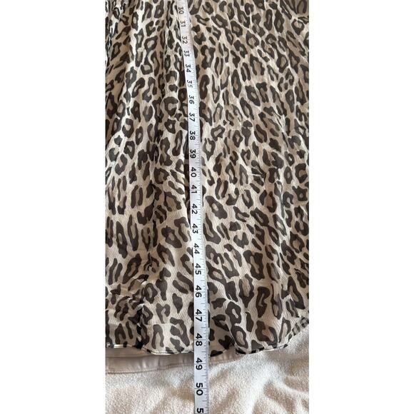 Theory Silk Slip Dress Sz 4 Asymmetrical Waist Maxi Leopard Crinkle Boho Gypsy - Picture 12 of 13